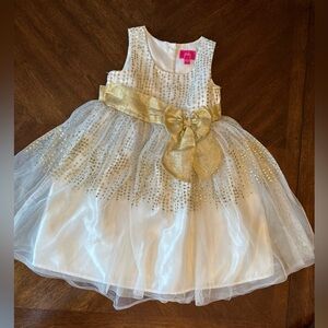 Pinky Girls Tulle Gold and Silver Party Dress 5